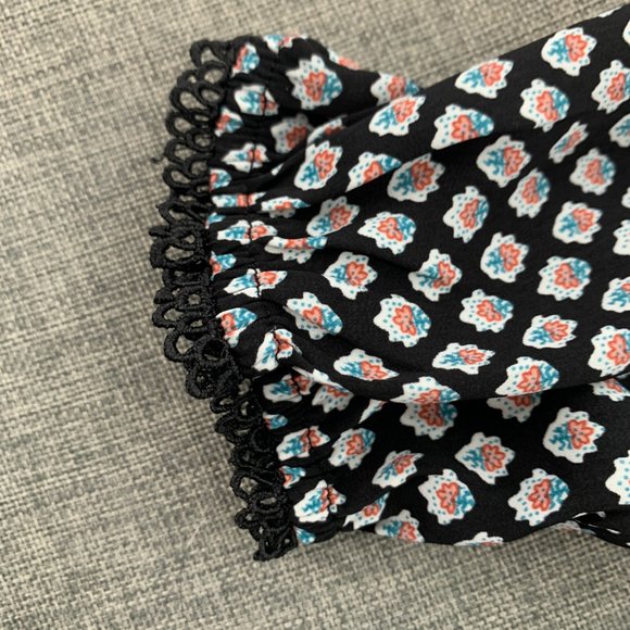 Altar'd State Floral Dress Elastic Cinched Waist Small Mid Sleeve Crochet Detail - Picture 7 of 15